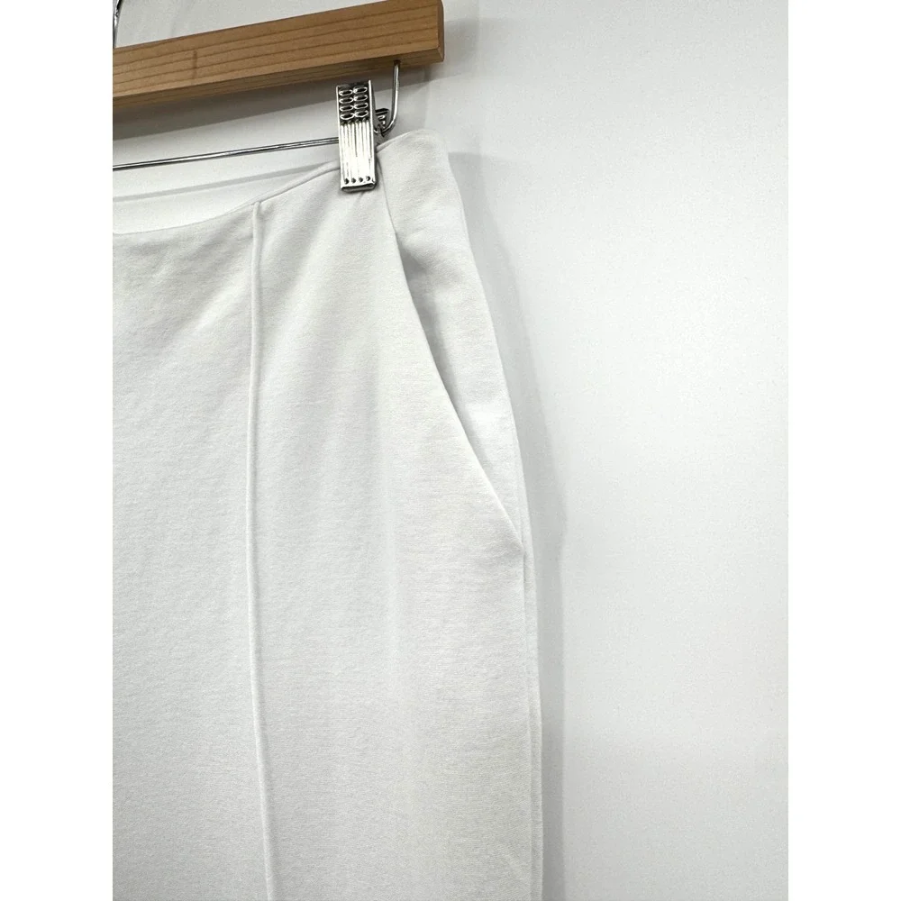 Michael Michael Kors White Knit Cropped Kick Flare Pants 8 Pintuck Front Seam